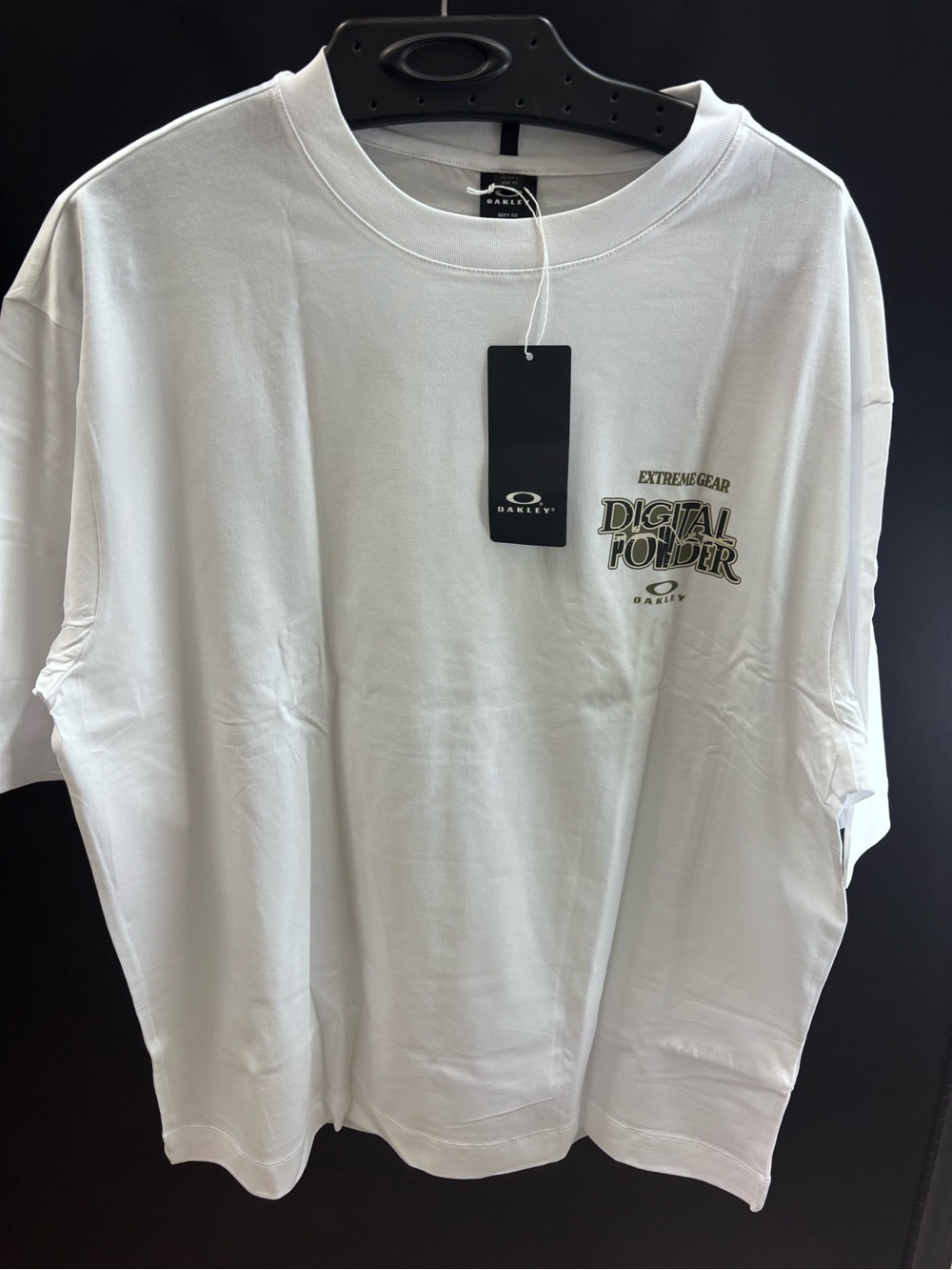 Oakley White Short Sleeve Tee with 'Digital Folder' Chest Graphic